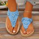 thumbnail image 4 of Sandalias Planas con Correas de Tobillo Floral Toe Post Espadrilles, Sandalias Planas de Mujer Toe Redondo Verano, 4 of 9