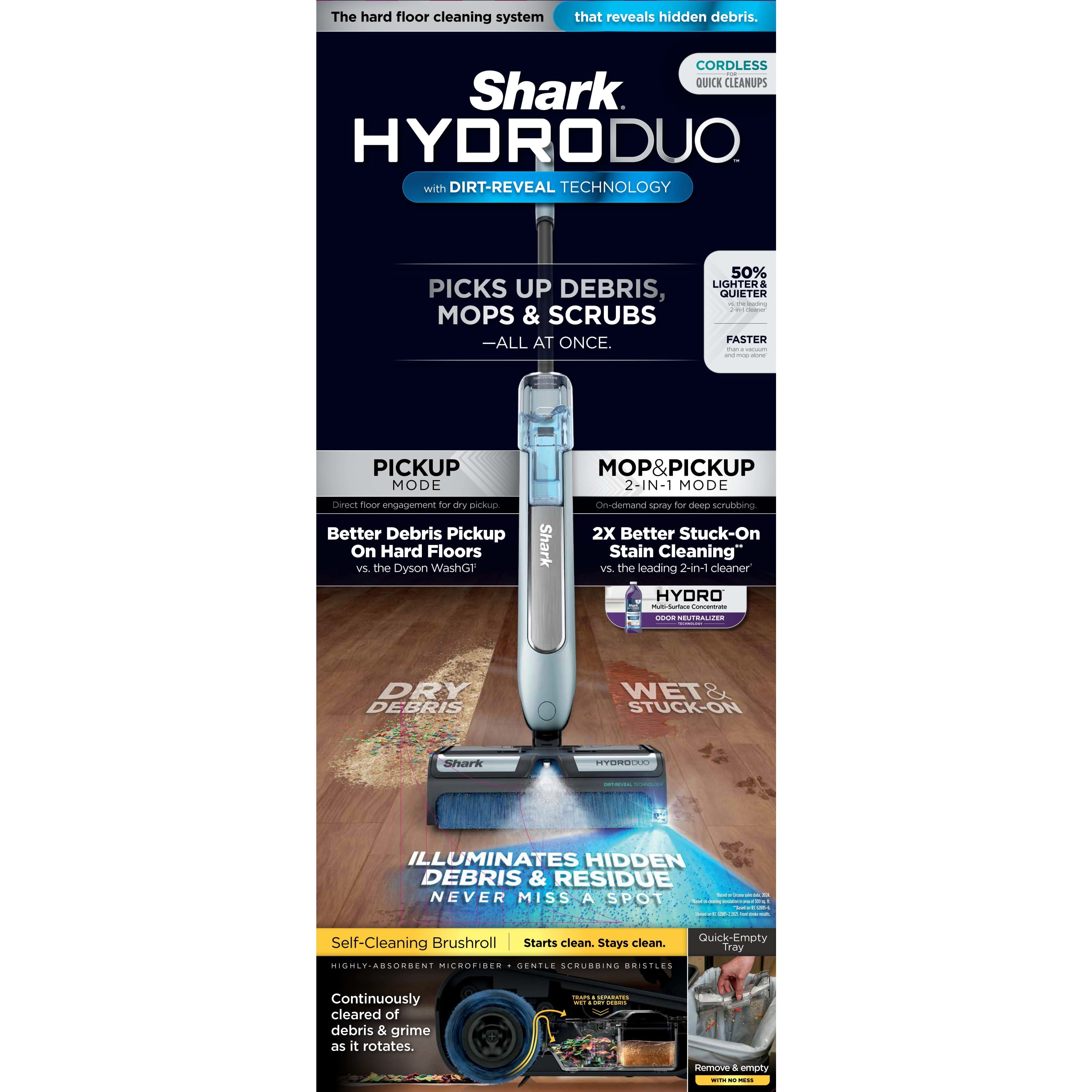 Shark HydroDuo Cordless Hard Floor Cleaning System with Dirt-Reveal Technology for Wet & Dry Pickup, WW200