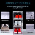 thumbnail image 4 of Paquete de 12 cajas de zapatos acrílico transparente apilables plegables que ahorran espacio con tapas se adapta hasta tamaño 15, 4 of 8
