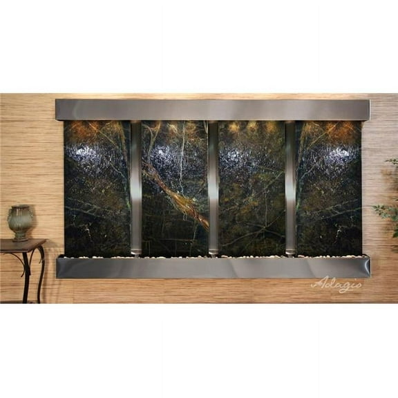 Adagio RFS2005 Regal Falls Square Stainless Steel Green Marble Wall Fountain
