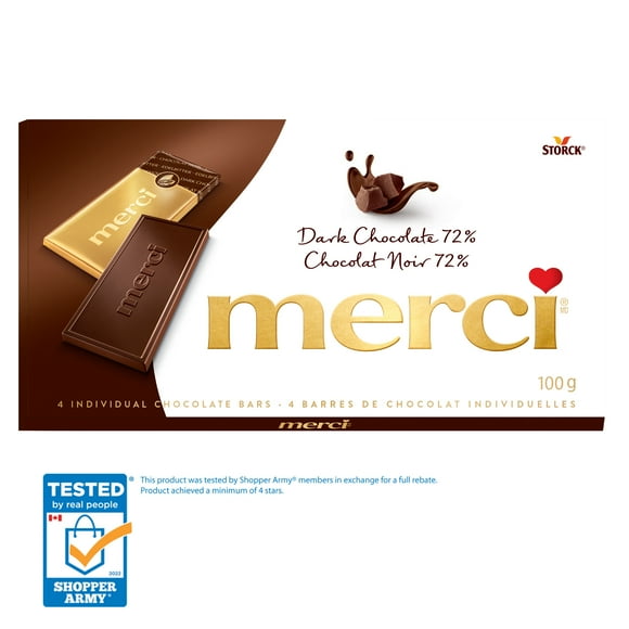 Barres de chocolat merci Noir 72% 100 g