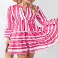 thumbnail image 3 of Femmes Été Floral Mini Robe Boho Flowy Robes Courtes Robe de Cocktail Manches Longues, 3 of 7