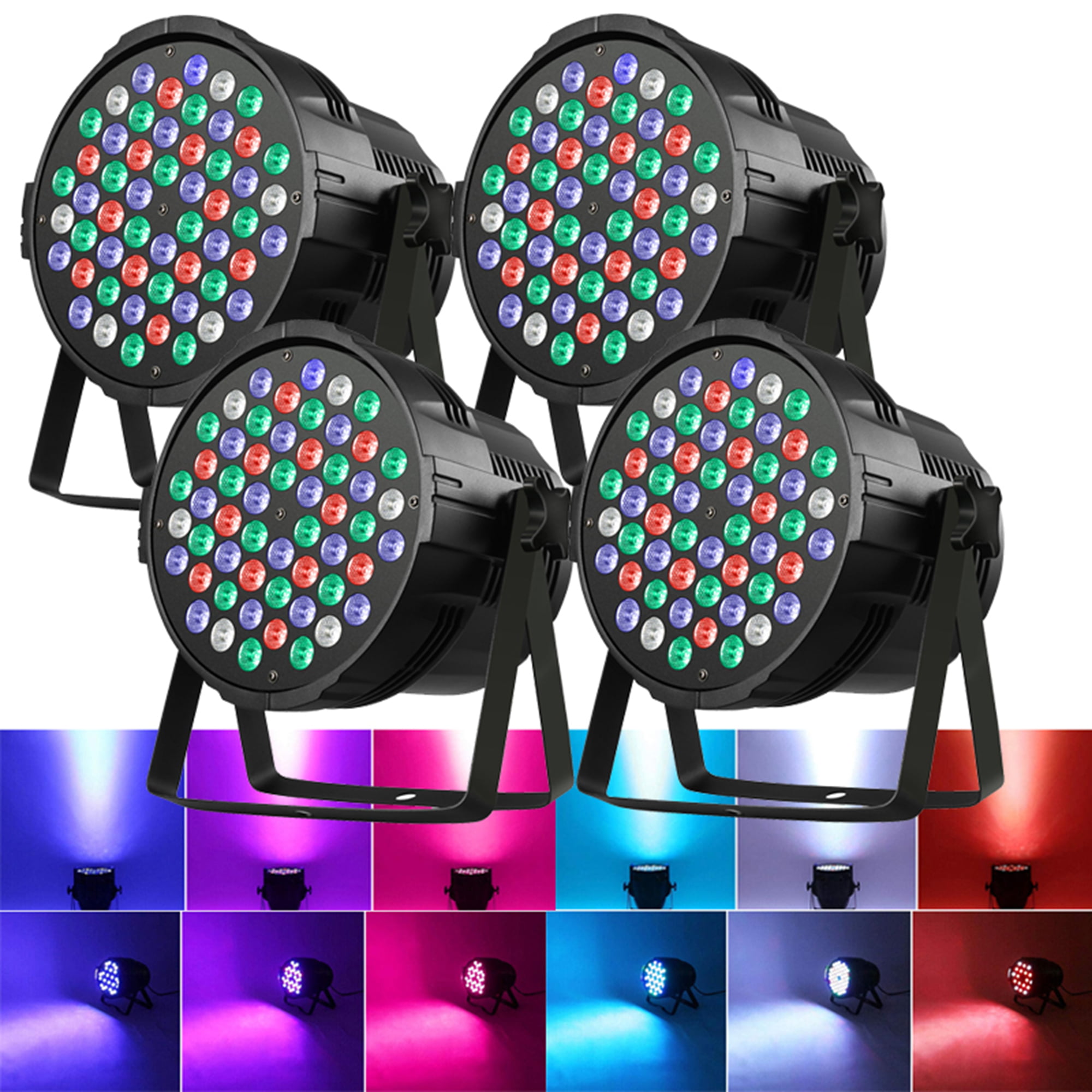 Wedding for Stand Club Church with RGBW Disco Party Light Sound Concert Stage 54LED DJ Lights Activated Lighting Lights 4pcs Satge Par DMX
