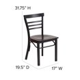 thumbnail image 2 of HERCULES Series Black Three-Slat Ladder Back Metal Restaurant Chair - Walnut Wood Seat, 2 of 9
