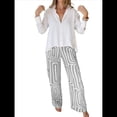 thumbnail image 2 of Conjunto de Dos Piezas para Mujer, con Estampado Geométrico, Pantalones de Cintura Alta y Camisa Sencilla. Gris XXL, 2 of 7