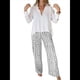 thumbnail image 2 of Conjunto de Dos Piezas para Mujer, con Estampado Geométrico, Pantalones de Cintura Alta y Camisa Sencilla. Gris XL, 2 of 7