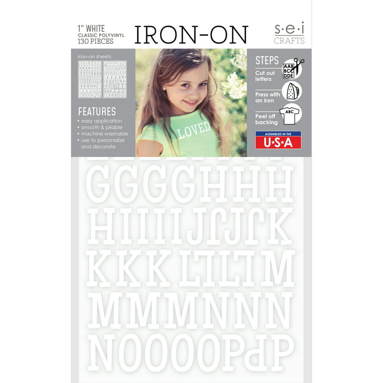 SEI 1 Inch Iron-on T-shirt Letters, Classic Glitter Letter Heat Transfers 