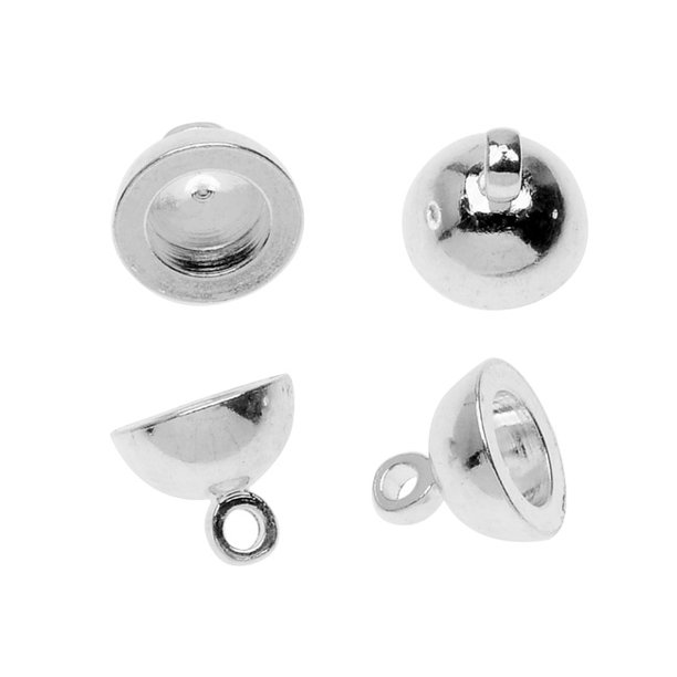 Beadaholique Pendant Cap End with Loop, Round 7x8mm, 4 Pieces, Bright