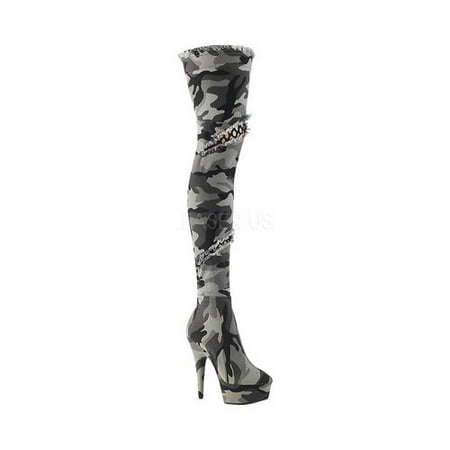Glitter Thigh High Platform Boots - DELIGHT-3005, 6'' Heel 1 3/4'' Platform Thigh High Boot