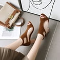 thumbnail image 4 of SACFOF Womens Suede Peep Toe Chunky Heels Ankle Booties Cut Out Chunky Block Heeled Sandals Comfortable & Stylish Peep Toe Sandal, Ideal for Work, Parties & Casual Wear, 4 of 6