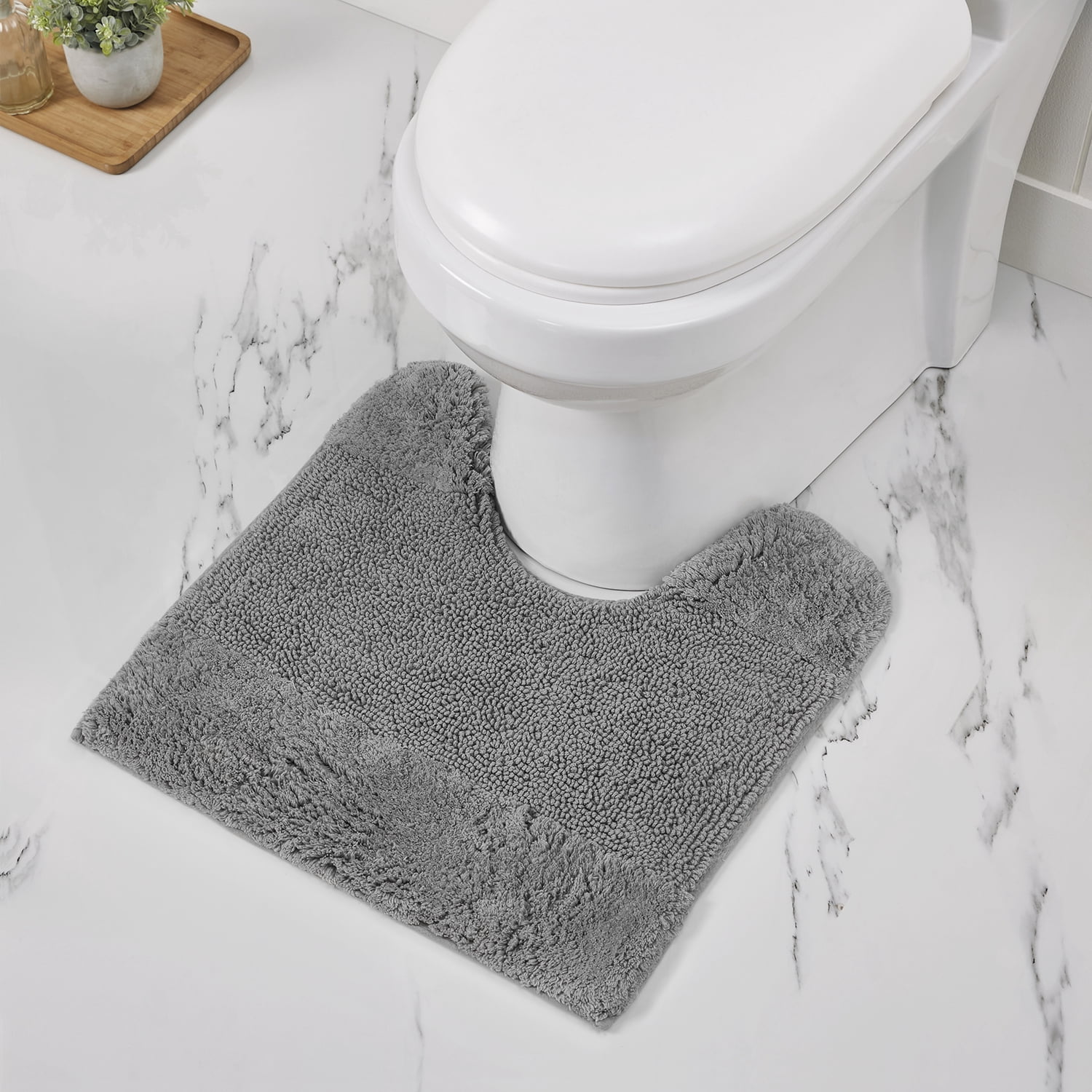 Better Trends 5 Piece Bathroom Rug Set, 100% Cotton, Extra Soft Tufted Bath Mat, Water Absorbent & Non Slip Bath Rug, (Gray) Granada Collection