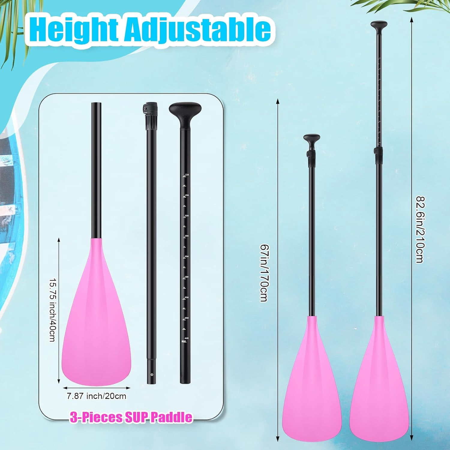 Adjustable Detachable Stand Up Paddle Board Oar Set Aluminum Alloy Shaft Kayak Surfing Fishing