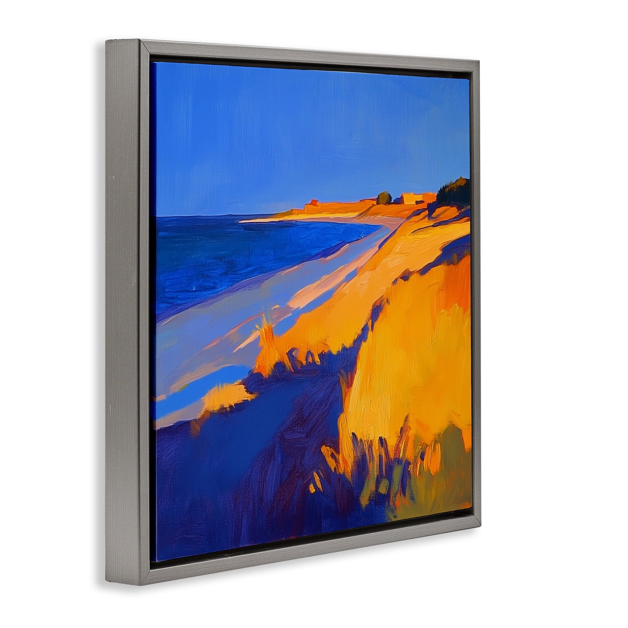 Stupell Industries Complimentary Coast Seascape Gray Framed Floater Canvas Wall Art, design by Walker Noble