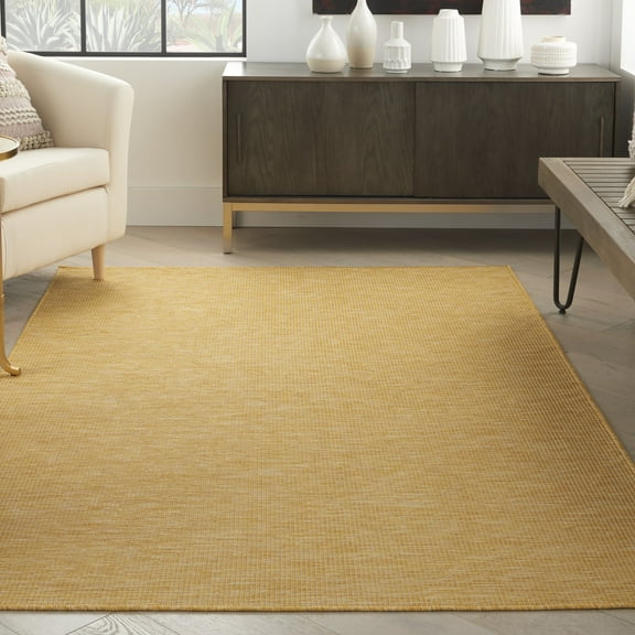 Nourison Positano Indoor/Outdoor Modern Solid Yellow 4' x 6' Area Rug