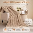 thumbnail image 4 of MARNUR Extra Large Throw Blanket 50"x 70", Soft Lightweight Jacquard 340GSM Sherpa Fleece Blanket, Cozy Throw Blanket for Couch, Office, Car, Travel, Light Brown, 4 of 11