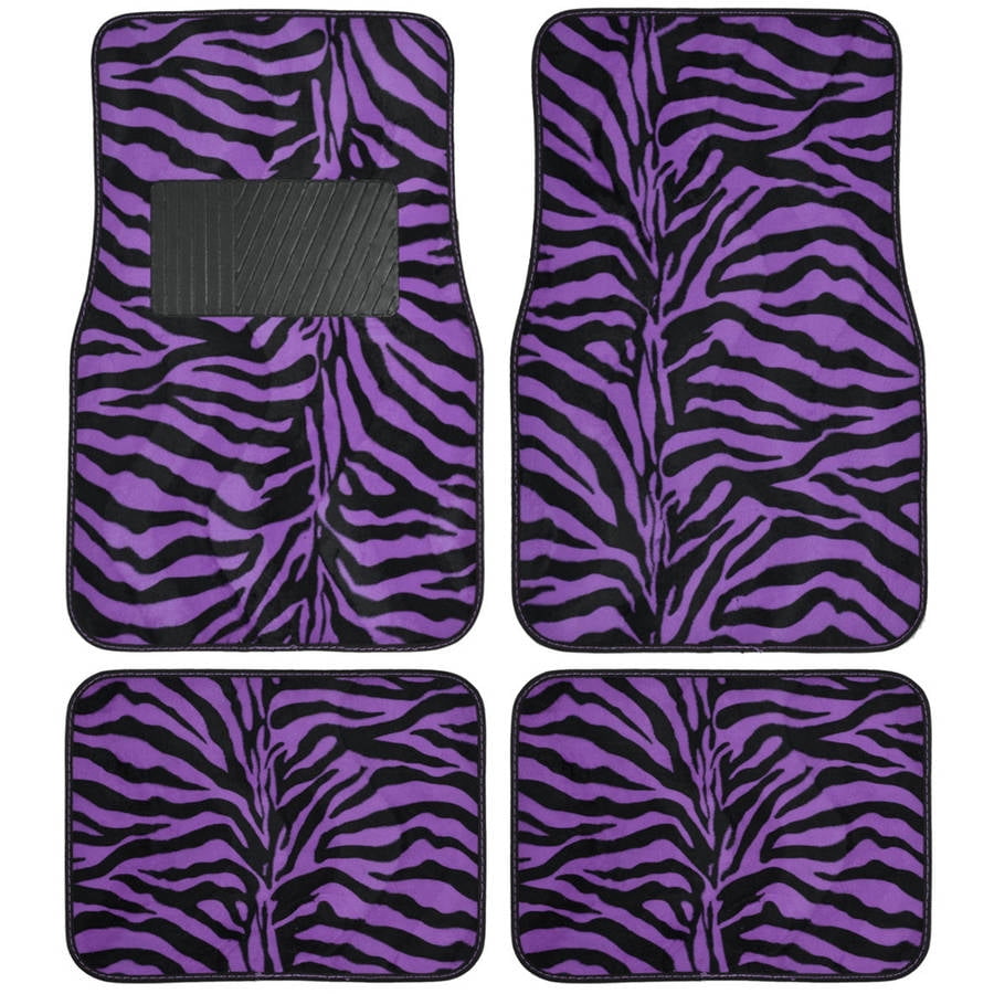 BDK Zebra Car Floor Mats, Animal Prints Mat, 4 Pieces, Purple