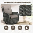 thumbnail image 6 of Planntonneo Outdoor Swivel Gliders Chair Set of 2, Patio Wicker High Back Swivel Rocker Chair with Grey Cushions for Balcony Deck Porch, 6 of 9