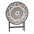 Mainstays Greyson 18” Round GlassTop Folding Side Table, Mosaic
