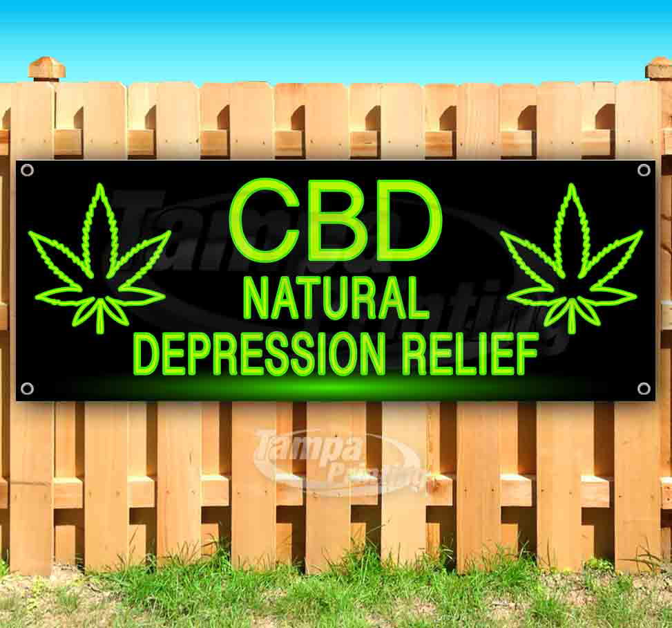 Cbd Natural Depression Relief 13 oz Banner Heavy-Duty Vinyl Single-Sided with Metal Grommets Non-Fabric 