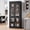Black, variant on 70 inch tall kitchen pantry display cabinet with 4 arched glass doors and adjustable shelves versatile storage cupboard organizer for kitchen dining room living room bathroom black