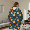 thumbnail image 5 of Wearable Lamb Fleece Blanket Hoodie,Pioneer Flower Floral Print Pattern Oversized Sherpa Blanket Hoodie with Super Pockets,Super Warm Fuzzy Pullover for Women & Men, 5 of 6