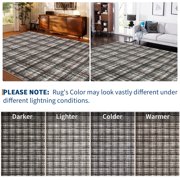 Washable Runner Rug 2x6ft Plaid Farmhouse Indoor Carpet, Non-Slip Backing, Ultra Soft Low Pile for Kitchen Laundry Room