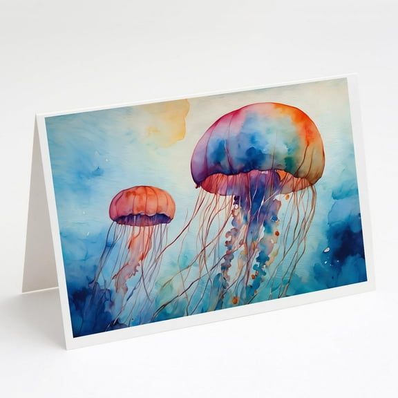 Jellyfish Greeting Cards Pack of 8 7 in x 5 in