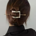 thumbnail image 3 of Pinza de pelo con estilo para niñas, pasador de Metal geométrico hueco portátil, horquilla que combina con todo, accesorio para la cabeza para mujeres, accesorio de peinado Cuadrado dorado Colcomx Clip de pelo de chicas, 3 of 8