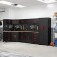 thumbnail image 2 of Garage Storage Cabinet System,16PCS Garage Cabinets and Storage System Corner Workshop Set with Corner Cabinet, Cabinet Drawers, Workbench, Pegboard for Tool Organization, Black Red, 2 of 9