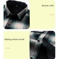 thumbnail image 6 of QATAINLAV Mens Winter Long Sleeve Button Down Shirts Fleece Lined Warm Plaid Shirt Jacket Casual Shacket with Chest Pocket, Army Green, S, 6 of 6