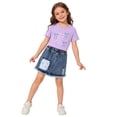 thumbnail image 6 of FSYBOA Girls Summer Outfit Sets , Elastic Waist Casual Shorts Sleeves Vacation Kids Clothing Set Purple Size 2-3 T, 6 of 6