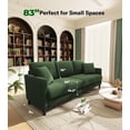 thumbnail image 2 of Welzona 83" Teddy Fabric Sofa, Modern 3-Seater Couch with 2 Throw Pillows, Tool-Free Assembly, Green, 2 of 9