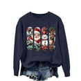 thumbnail image 4 of Hueook Christmas Plus Size Sweaters for Women Fashion Women's Casual Solid Color Long Sleeve Round-Neck Blouses Shirts Tops Sweater Navy 3X, 4 of 8