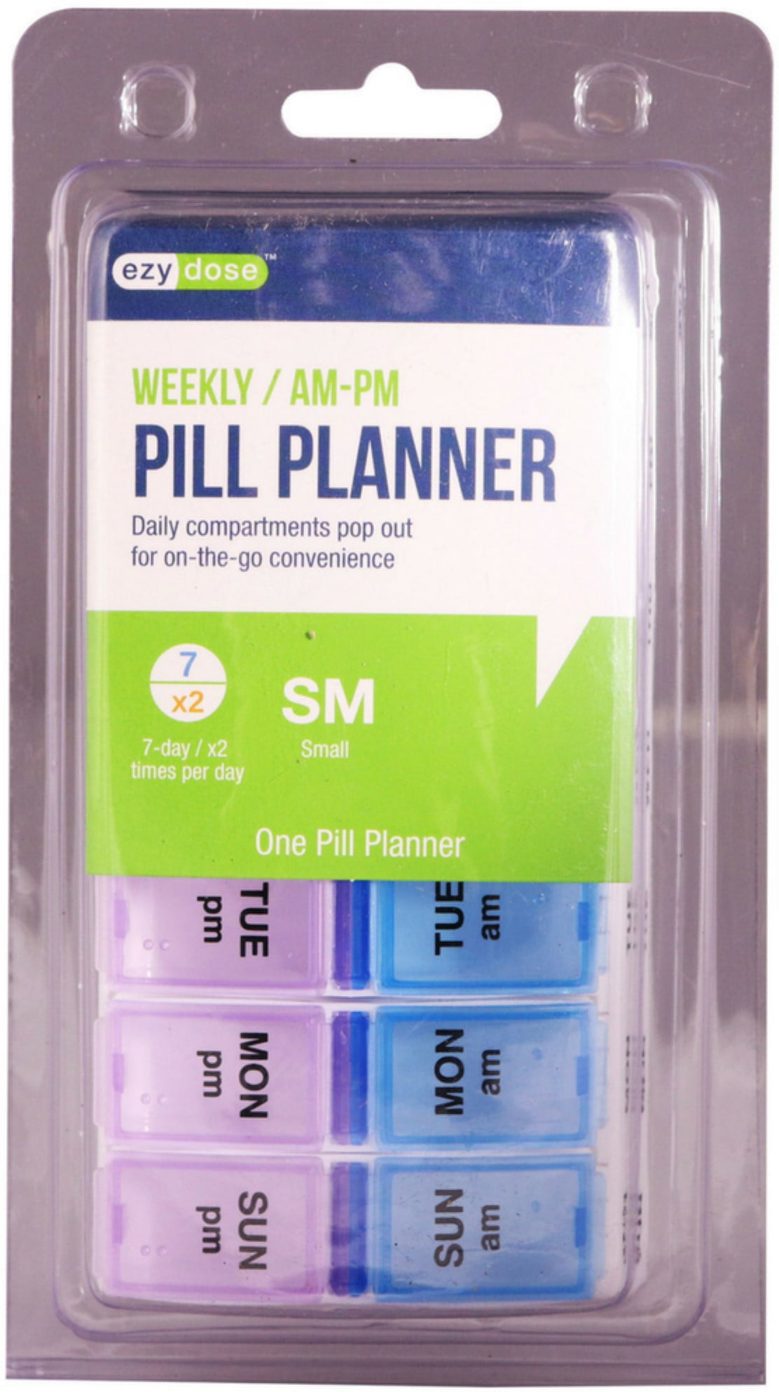 EzyDose AM/PM Travel Pill Planner Containers 1 Each (Small) (Pack of 2)