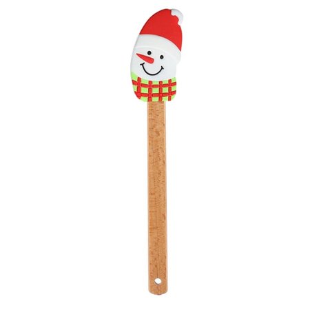 

VERMON Christmas Scraper Silicone Baking Scraper with Beech Wood Handle Non Stick Spatula for Cookies Pastries