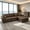Brown, variant on AUU 113.39'' Corduroy L-Shape Convertible Compression Sofa Bed with Corner Chaise – No-Assembly Required, High-Density Sponge Couch for Living Room, Apartment, or Guest Room