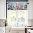 thumbnail image 2 of Octopus Valances for Windows Farmhouse Kitchen Curtains Valances Rod Pocket Valance Curtains for Kitchen Windows Ocean Coastal Starfish Watercolor Blue Coral Window Valances for Bathroom 42"x18", 2 of 6