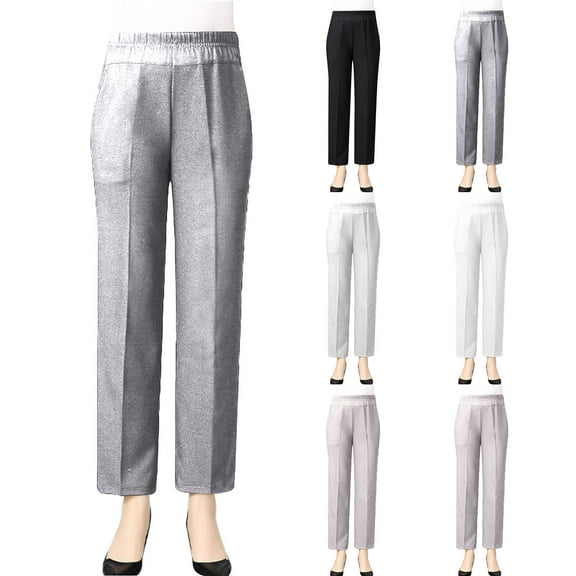 Swuxness Women Casual Straight Leg Pants, Womens Summer Long Pants, Women's Casual Daily Solid Color High Waisted Loose Thin Soft Comfortable Long Pants Beige, XXXXXL