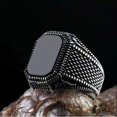 thumbnail image 1 of Anillo de hombre con piedra preciosa de ónix negro grande pulida Sailing Electrónica, 1 of 5