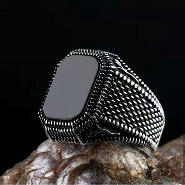 Anillo de hombre con piedra preciosa de ónix negro grande pulida Sailing Electrónica