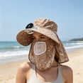 thumbnail image 6 of UV Protection Wide Brim Sun Hat with Detachable USB Rechargeable Cooling Fan, Floral Neck Flap Fishing Bucket Hat, Breathable Mesh Outdoor Sun Cap for Beach, Gardening, Cycling, 6 of 6