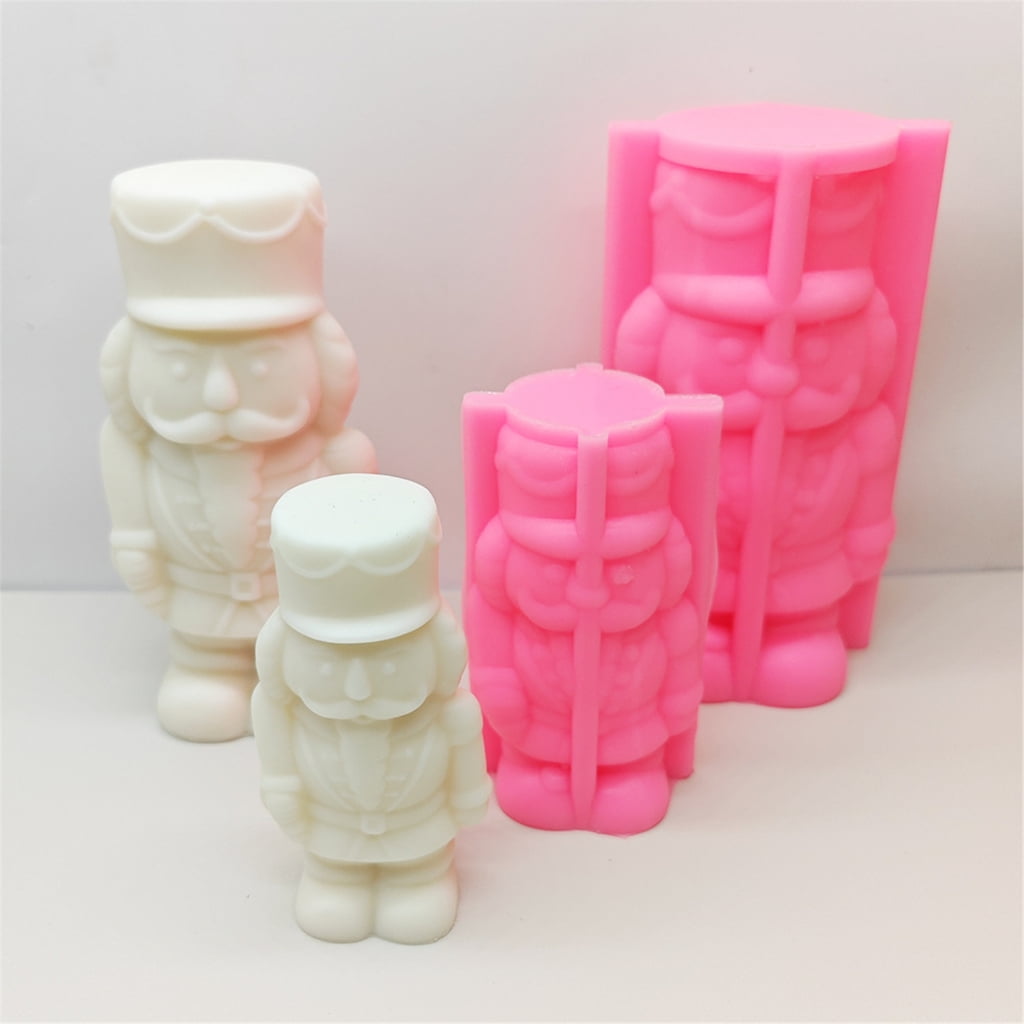 Christmas Nutcrackers Soldier Silicone Mold Compact Nutcrackers Solider Shaped Silicone Mold for Scented Candle Decors