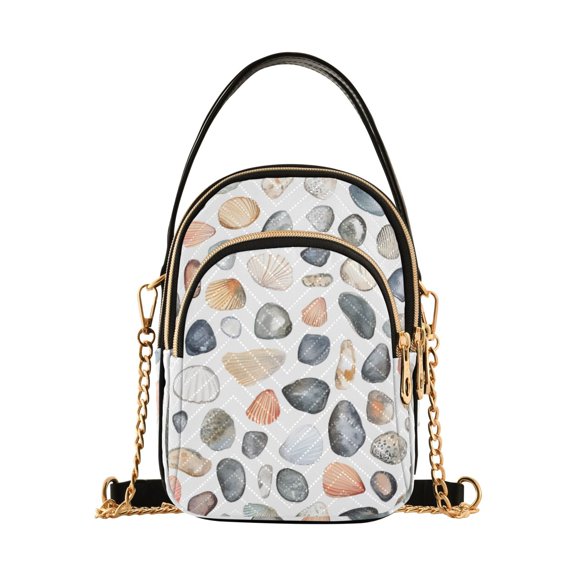 joogoo Women Seashells Stone Chain Crossbody Bags Shoulder Handbag Phone Purse