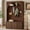 Walnut + MDF + Primary Living Space, variant on Luckynote Farmhouse All-in-One Hall Tree with Adjustable Shelves, Retro Arched Entryway Storage Bench with 3 Cabinets, Wooden Coat Rack Organizer with 4 Golden Hooks for Mudroom, Hallway, Walnut