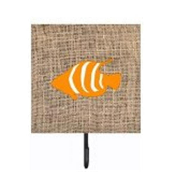 Carolines Treasures BB1020-BL-OR-SH4 Fish Burlap And Orange Leash Or Key Holder