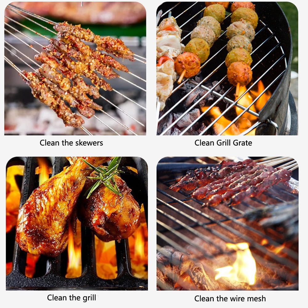 Grill Brush and Scraper, Extra Strong BBQ Cleaner Accessories, Safe Wire Bristles Barbecue Triple Scrubbers Cleaning Brush for Gas/Charcoal Grilling Grates