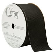 Offray Ribbon, Black 1 1/2 inch Grosgrain Metallic Ribbon, 9 feet