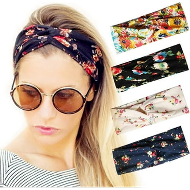4-Pack Women's Floral Elastic Turban Headbands – Stylish Head Wraps for Fashionable Hair Band Solutions
