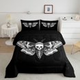 thumbnail image 2 of Black White Death Moth Comforter Set Twin Sugar Skull Print Bedding Halloween Decor Gothic Style Bedding Comforter Sets Happy Halloween Duvet Insert Halloween Themed Quilt, 2 of 6
