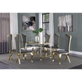 thumbnail image 2 of 7pc. 68" x 40" Glass Dining Set with 6 Chairs and Gold Stainless Steel, 2 of 4